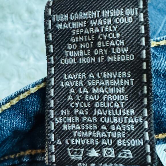 7 For All Mankind Kids Skinny Straight Cotton Blue Denim Jeans Size 14 - Picture 8 of 10